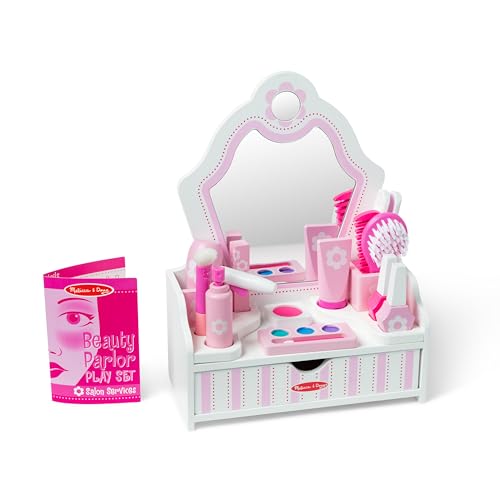 Melissa & Doug Wooden Beauty Salon Play Set With Accessories (18 pcs) - Pretend Hair Salon, Toddler Makeup Vanity, Fashion Role For Kids Ages 3+ - WoodArtSupply