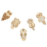 VILLCASE 75 Pcs owl Wood Chips Flowers for Crafts Micro Garden Animal Statue Wood Slices Unfinished Wood Crafts bass Wood Owl Charm Pendant Wood VILLCASE