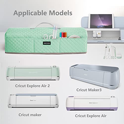 AMOIGEE Padded Dust Cover Compatible with Cricut Maker, Cricut Maker 3, Explore Air 2, Cricut Explore 3 Machine, with Pockets for Cricut Accessories, AMOIGEE
