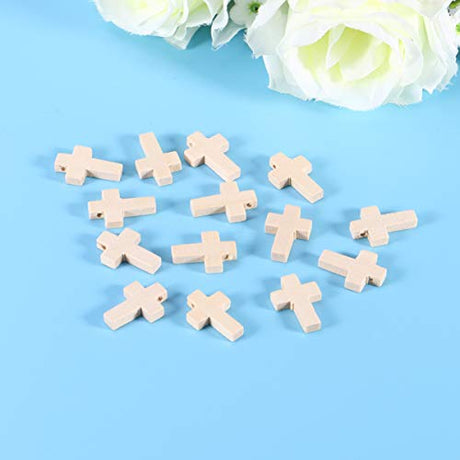 MAGICLULU 50pcs Wooden Blank Cross Pendant Unfinished Mini Wooden Cross Wooden Small Unpainted Cross Pendant DIY Jewelry Crafts Projects MAGICLULU