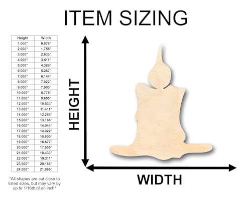 Unfinished Wood Candle Shape - Craft - up to 36" DIY 4" / 1/2"