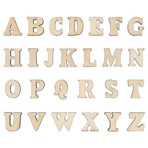 VILLCASE Mini Wood Letters, 200 Pieces Unfinished Wood Alphabet Letter Slices, 0.6" A-Z Wood Pieces DIY Wooden Alphabet Spelling Educational Kits for VILLCASE