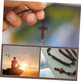 TEHAUX 100pcs Charm Holder for Necklace Locket for Men Necklace Pendant Religion Necklace Unfinished Wood Cross Crosses for Men Church Bible Supplies TEHAUX