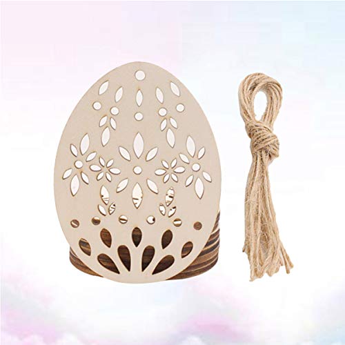 SEWACC 20pcs Wooden Easter Ornaments Crafts Unfinished Wood Pieces Wooden Easter Egg Cutouts Easter Egg Shape Wooden Pendants Easter Hanging - WoodArtSupply