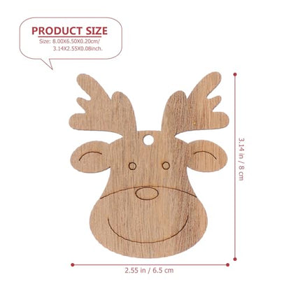 SEWACC 40Pcs Wooden Deer Head Christmas Ornaments Hanging Wooden Blank Reindeer Pendant DIY Unfinished Christmas Tree Hanging Slices with Ropes for - WoodArtSupply