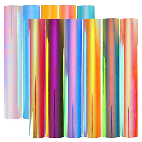 Stardustworkx Opal Holographic Heat Transfer Vinyl 11 Pack Holographic Iron on Vinyl Rainbow Vinyl Glitter HTV Metallic HTV Sheets Chameleon Stardustworkx