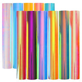 Stardustworkx Opal Holographic Heat Transfer Vinyl 11 Pack Holographic Iron on Vinyl Rainbow Vinyl Glitter HTV Metallic HTV Sheets Chameleon Stardustworkx