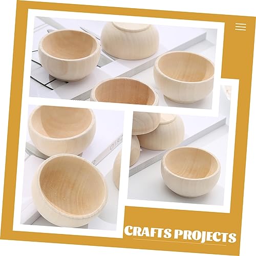 Abaodam 16 pcs small wooden bowl condiment bowls small wood bowls unfinished wooden bowl DIY mini serving bowl unfinished wood bowls wooden bowl for Abaodam