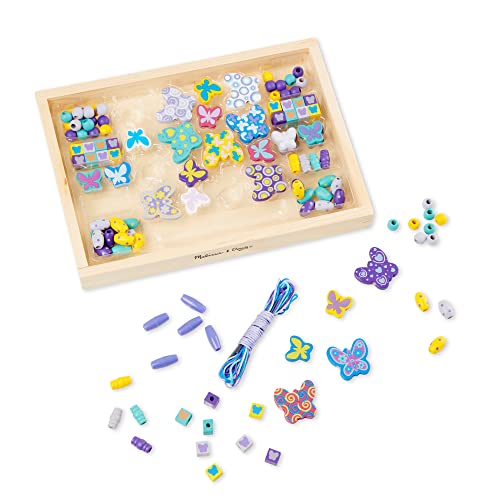 Melissa & Doug Sweet Hearts and Butterfly Friends Bead Set of 2 - 250+ Wooden Beads - WoodArtSupply