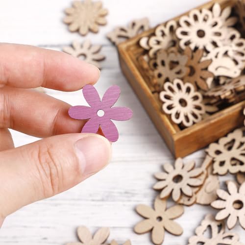 COHEALI Wood Blanks Unfinished Wood Crafts s en en s en Wooden Flowers Soft Wood Tiles COHEALI