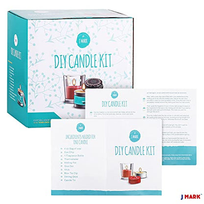 J MARK DIY Candle Making Kit for Adults – All Inclusive with Tins, Wax, Dye, Fragrance Oils and More