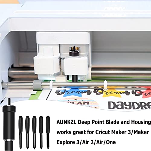 Deep Cut Housing +5 Pcs Deep-Point Blade, AUNKZL Replacement Deep Cut Blade Suitable for Explore Air One/Air/Air 2/ Air 3 / Maker/Maker 3 Cut AUNKZL