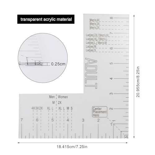 Tshirt Ruler Guide for Vinyl Alignment, Clear T Shirt Rulers to Center Designs Acrylic Tshirt Alignment Tool Craft Sewing for Heat Press HTV Heat - WoodArtSupply