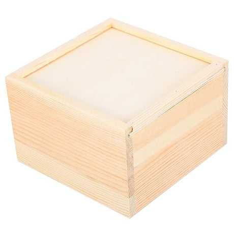 BESPORTBLE 2pcs Boxes wooden storage box square containers with lids unfinished Jewelry Container bracelet holder storage bin with lids toiletry BESPORTBLE