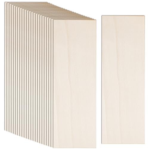 24 Pack Basswood Sheets for Crafts 12 x 4 x 1/16 Inch-2 mm Thick Unfinished Wood Sheets Thin Plywood Boards for Drawing, Painting, Wood Engraving, AWIZOM