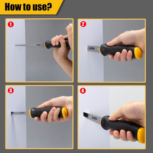 KATA Hacksaw Frame Set, 12" Hacksaw Frame, 10'' Mini Hacksaw and Drywall Saw/Jab Saw, Including 4pc Extra Flexible Bi-Metal HSS Blades, Handsaw for KATA