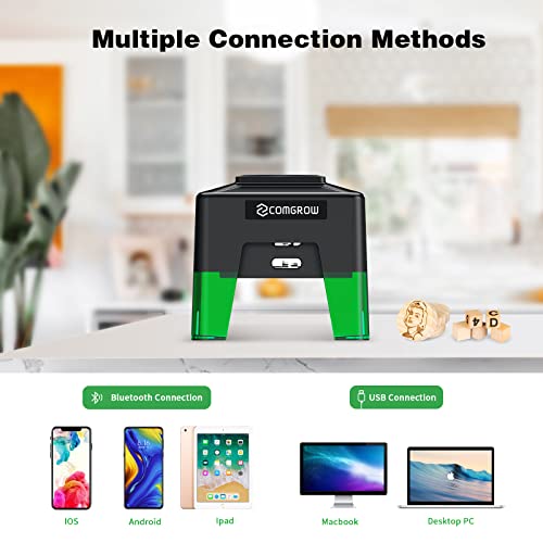 Comgrow Laser Engraving Machine for Dog Tag Metal Wood Silicone,Portable Desktop Laser Engraver Machine Tumblers Leather Glass Acrylic Comgrow
