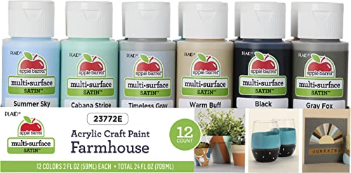 Apple Barrel Farmhouse Acrylic Paint Set, 12, 24 Fl Oz (Pack of 1) Apple Barrel
