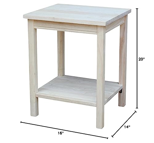 International Concepts Accent Table, 14 L x 16 W x 20 H inches, Unfinished IC International Concepts