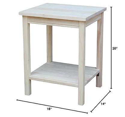 International Concepts Accent Table, 14 L x 16 W x 20 H inches, Unfinished