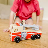 Melissa & Doug Wooden Fire Truck With 3 Firefighter Play Figures - Fire Truck Toys For Kids, Toddler Toy For Pretend Play, Classic Wooden Toys For Melissa & Doug