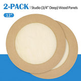 Falling in Art Unfinished Round Birch Wood Canvas Panels Kit, Falling in Art 2 Pack of 12’’ Studio 3/4’’ Deep Cradle Boards for Pouring Art, Crafts, Falling in Art