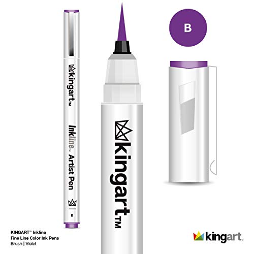 KINGART 440-8 PRO Inkline Color Micro Line & Precision Graphic Pens, 8 Colors, Fine Pt. Brush Nibs, Archival Waterproof Japanese Ink for Art, KINGART