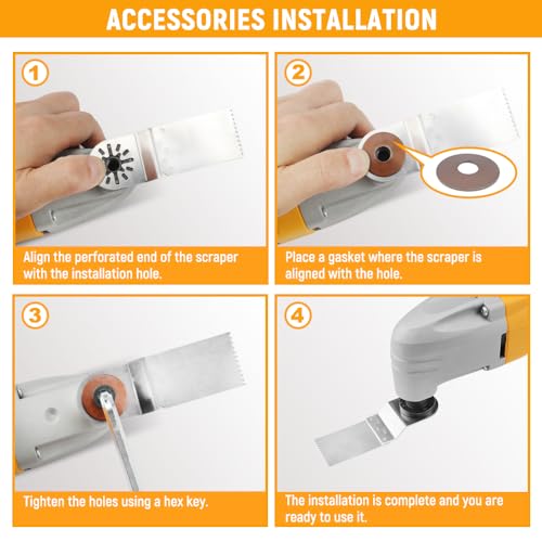 Hoteche 1.6-Amp Oscillating Multi Tool 3° Oscillating Angle Universal Fit Interface Multi-function tool with Blades and Sand Papers - WoodArtSupply
