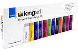 KINGART 575-12 TEMPERA PAINT Sticks, Set of 12 Rich Colors, Solid Tempera Paint for Kids, Super Quick Drying, Non-Toxic, Work Great on Paper, Canvas, KINGART