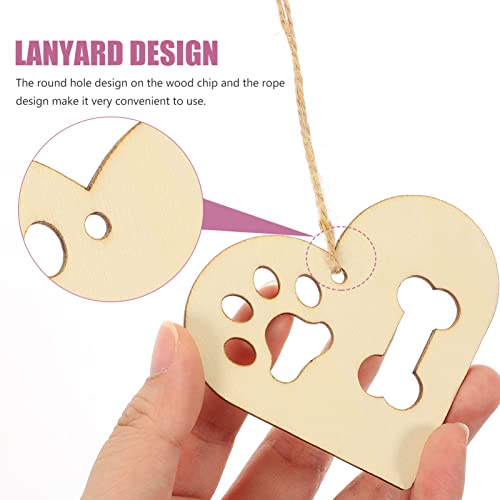 FOMIYES Unfinished Wood Dog Bone Cutouts Wooden Dog Paw Cutouts Heart Gift Tags for Wood Crafts DIY Projects Party Ornaments Decoration Painting and