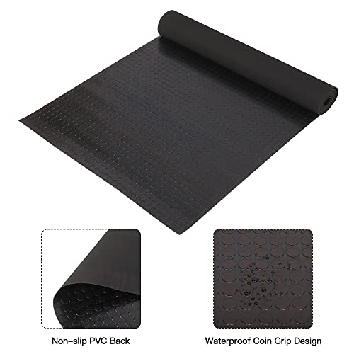 Baoz Garage Floor Rubber Mat 16.4x3.3ft Anti-Slip Rubber Floor Protector Mat Heavy Duty Coin-Grip Rubber Flooring Rolls Parking Mats for Industry - WoodArtSupply