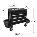 Pro-Lift Mechanic Roller Seat with Tool Box - 3-Drawer Rolling Tool Chest Stool with Padded Seat Cushion for Garage Creeper – 400 Lbs Capacity Pro-LifT