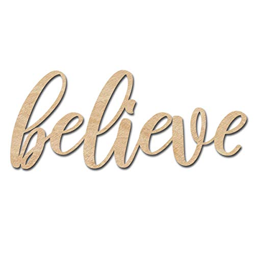 Believe Wood Cutouts for crafts, Laser Cut Wood Shapes 5mm thick Baltic Birch Wood, Multiple Sizes Available Elliefont Styles