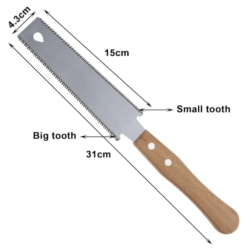 eMagTech Japanese Hand Saw Double Edged 12/17 TPI Flush Cut Saw SK5 High Carbon Steel for Garden Trimming Leveling Table Legs Woodworking Tool eMagTech