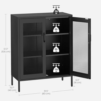 HAND IN HAND Buffet Sideboard Cabinet, Metal Storage Cabinet with Mesh Doors, Liquor Cabinet with Adjustable Shelves for Kitchen, Living Room, Home - WoodArtSupply