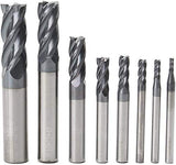 8pcs 2-12mm CNC Square Nose End Mills,Carbide Tungsten Steel 4 Fultes Milling Cutter, Router Bits Rotary Bits Tool Straight Shank 2-12mm Hunricho