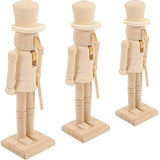 NOLITOY Unfinished Wooden Peg People Doll 3pcs Wood Unfinished Nutcracker Christmas Blank Nutcracker Soldier Figurines for DIY Crafts Unpainted NOLITOY
