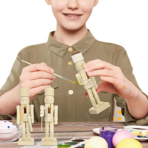 PRETYZOOM 6pcs Unfinished Wooden Christmas Nutcracker Unpainted Blank Nutcracker Soldier Figures Wooden Christmas Table Centerpieces Decorations PRETYZOOM