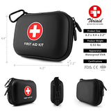 Mini First Aid Kit, 100 Pieces Water-Resistant Hard Shell Small Case - Perfect for Travel, Outdoor, Home, Office, Camping, Hiking, Car (Black) THRIAID