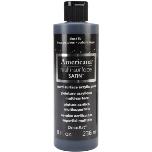 DecoArt Americana Multi-Surface Satin Acrylic Paint, 8-Ounce, Black Tie - WoodArtSupply