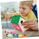 TEHAUX 1 Set Lanyard Birdhouses Pendant Unfinished Arts Kits Bird House Painting Kids Craft Unfinished House Kit Paint House Wind Chime Kit Wind TEHAUX