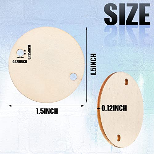 Bememo Circle Wooden Tags Birthday Board Tags with 2 Holes for Birthday Board Chore Board DIY Crafts, 1.5 Inches(100 Pieces)