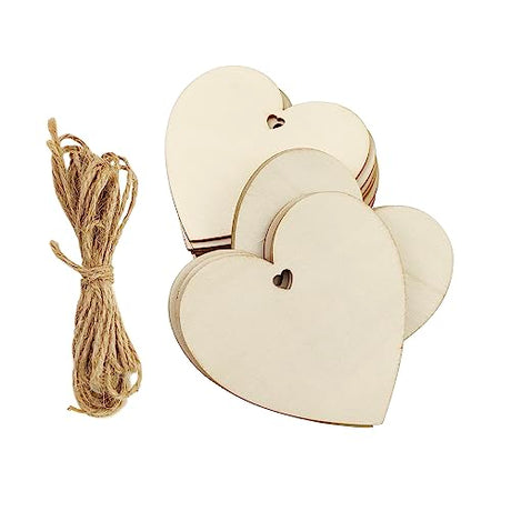 32 Pack 4 Inch Wood Heart Cutouts Unfinished Wooden Heart Hanging Ornaments DIY Heart Craft Gift Tags for Thanksgiving Christmas Home Party Xonzmmk