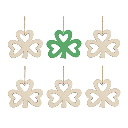 20pcs Shamrock Wood DIY Crafts Cutouts Wooden Shamrock Clover Shaped Hanging Ornaments with Hole Hemp Ropes Gift Tags for Irish Festival St. - WoodArtSupply