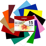 CAREGY Heat Transfer Vinyl for T-Shirts 12in.x10in. 15 Sheets-Iron On Vinyl HTV Bundle CAREGY