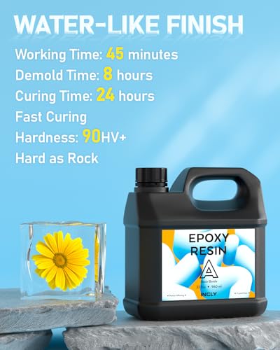 INCLY 64oz Crystal Clear Epoxy Resin Kit, Bubbles Free & No Yellowing Resin Supplies Coating Casting Resin for Jewelry Making, DIY Art Crafts, Table INCLY