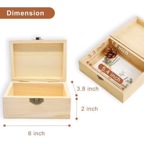 KYLER Unfinished Wooden Box with Clasp - 8 pcs Wood Boxes for Crafts, 6 x 3.8 x 2 inch, Wood Box for DIY Arts Hobbies Jewelry KYLER