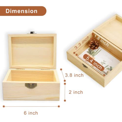 KYLER Unfinished Wooden Box with Clasp - 8 pcs Wood Boxes for Crafts, 6 x 3.8 x 2 inch, Wood Box for DIY Arts Hobbies Jewelry