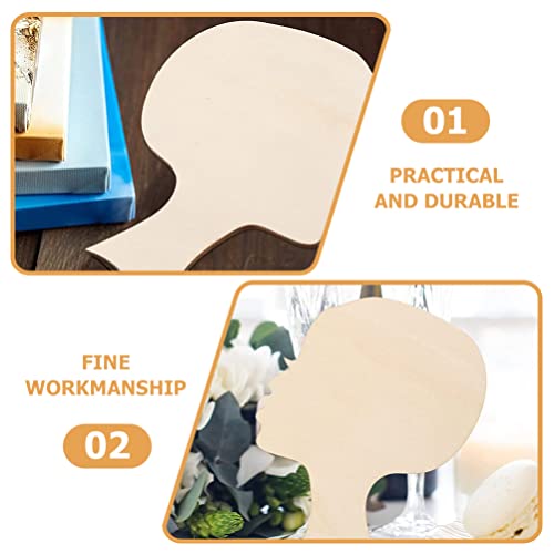 Alipis 12pcs African Girl Wooden Cutouts Women Face Silhouette Head Wood Decoration Pendant DIY Wooden Template Unfinished Craft Wreath for Mother Alipis