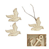 45 Pack Unfinished Nautical Wood Cutouts for Crafts, Wooden Anchor,Sailboat,Ship Wheel,Compass for DIY Project 3.5 Inch 5 Peices Each Cregugua